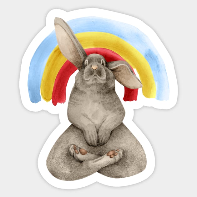 meditating bunny with rainbow Sticker by KindSpirits